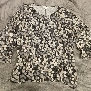 Style & Co Grey and Cream Printed Sweater Size 2X